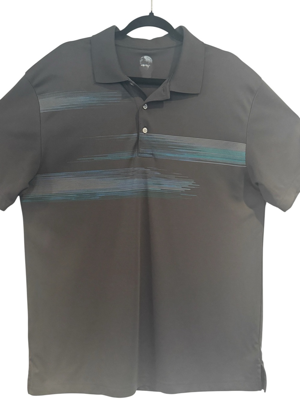 PGA Tour Black Blue Golf Short Sleeve Polo Men's Large